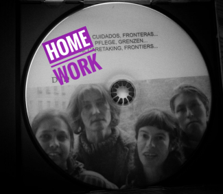 CD-Cover mit Frauengesichtern und dem Schriftzug "Homework"